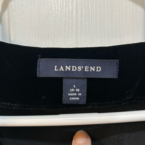 Lands' End Silk Blend Velvet Tunic Top Womens Sz L Black Beaded V Neck Pullover - Picture 3 of 10